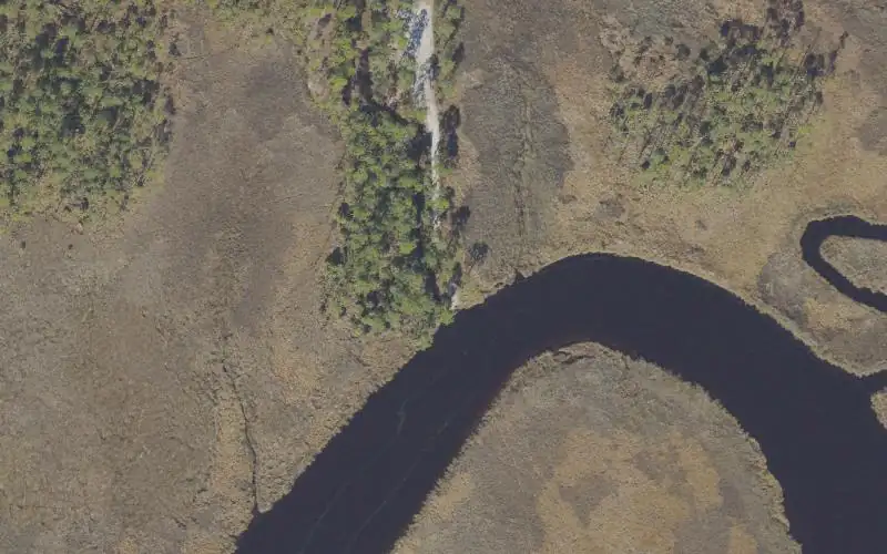 Aerial photo of the area around Tate's Hell State Forest - Rake Creek Camp Canoe Access, Franklin County