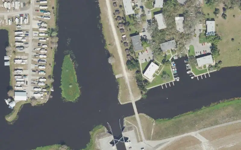 Aerial photo of the area around Taylor Creek at Highway 98/441 (CLOSED), Okeechobee County