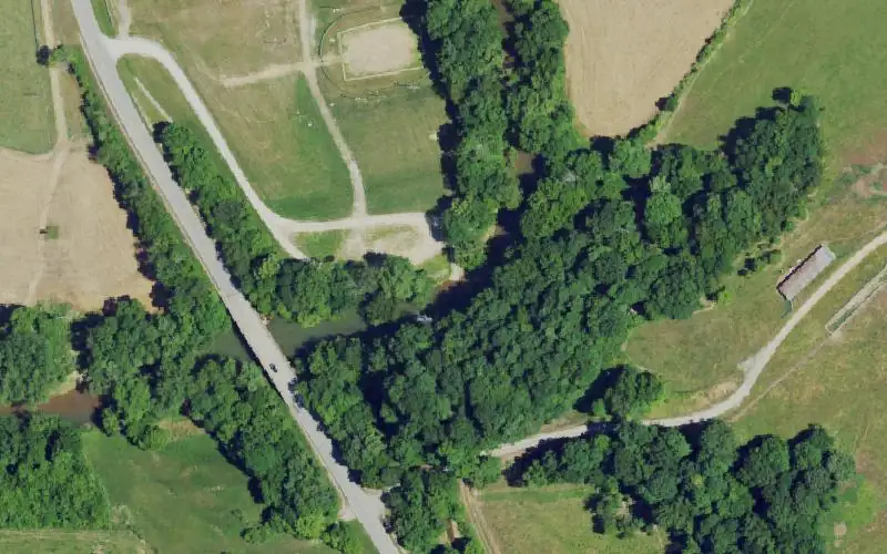 Aerial photo of the area around Temple Hill Ramp, Barren County