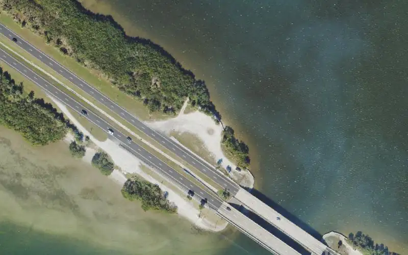 Aerial photo of the area around Terra Ceia Bay at Highway 19 Northbound - Paddlecraft Access, Manatee County