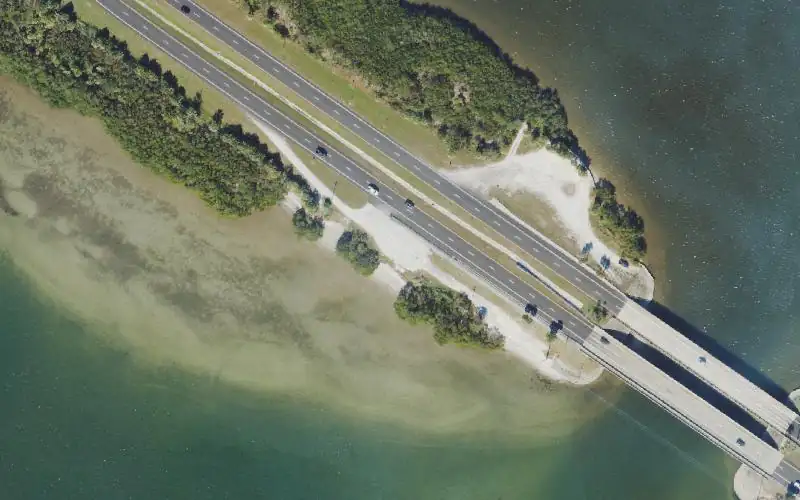 Aerial photo of the area around Terra Ceia Bay at Highway 19 Southbound - Paddlecraft Access, Manatee County