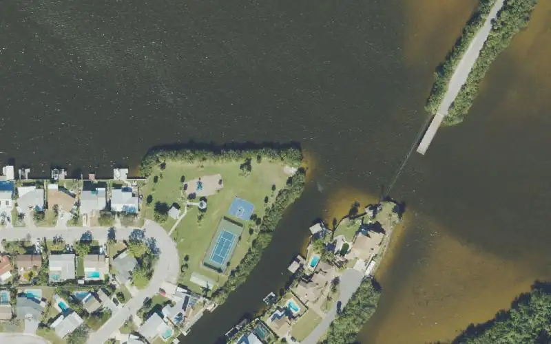 Aerial photo of the area around Thomas G. Watts Neighborhood Park Kayak Access (300 ft portage), Brevard County