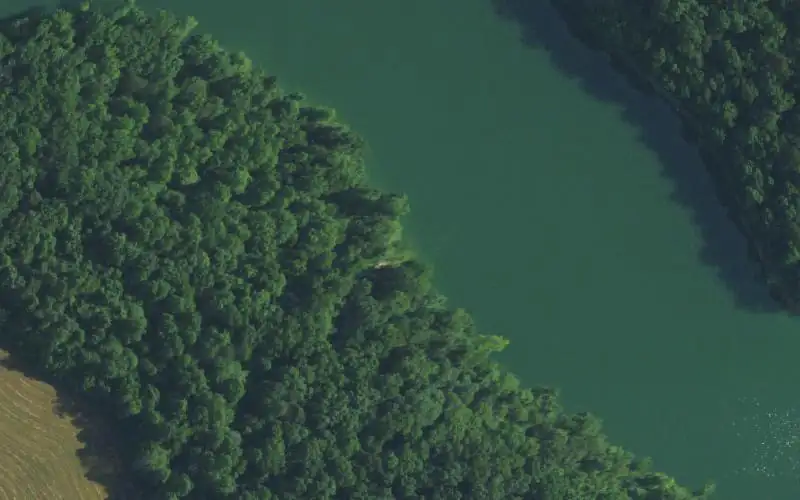 Aerial photo of the area around Town Branch (Upper Lily Creek), Russell County