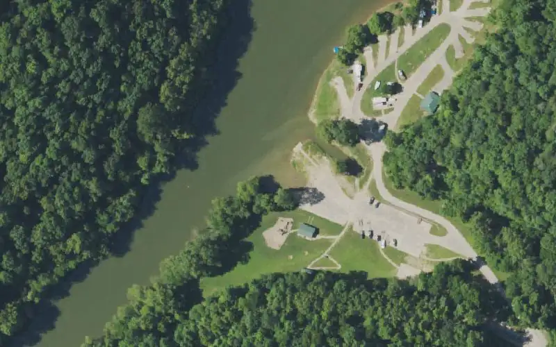 Aerial photo of the area around Trace Branch Ramp, Leslie County