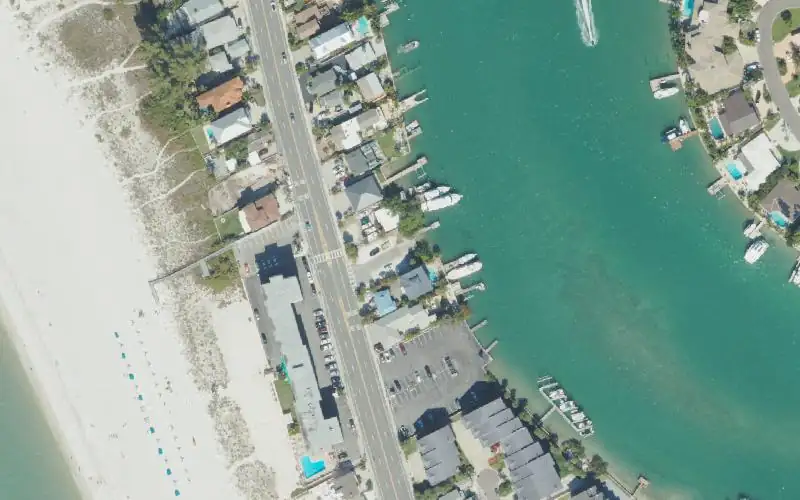 Aerial photo of the area around Treasure Island 100th Avenue Public Boat Ramp, Pinellas County