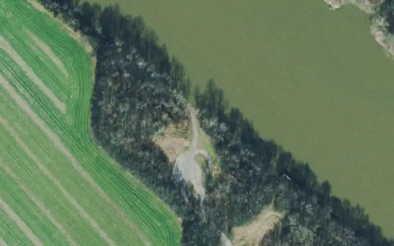 Aerial photo of the area around TWRA Lock B Southside Access Area, Montgomery County