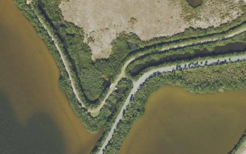 Aerial photo of the area around Ulumay Wildlfe Sanctuary Kayak Access Pojnts, Brevard County