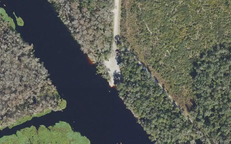 Aerial photo of the area around Volusia Blue Spring State Park - French Landing Boat Ramp, Volusia County