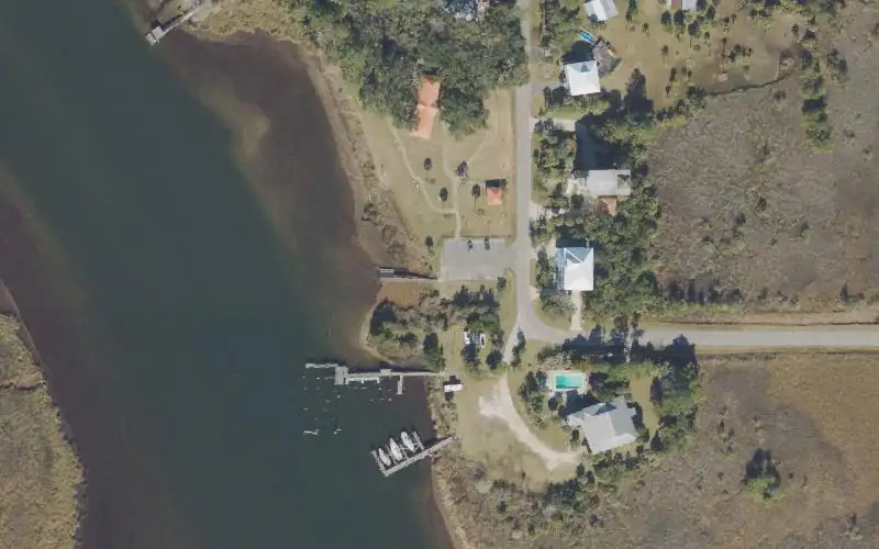 Aerial photo of the area around Wakulla River Park Kayak Dock, Wakulla County