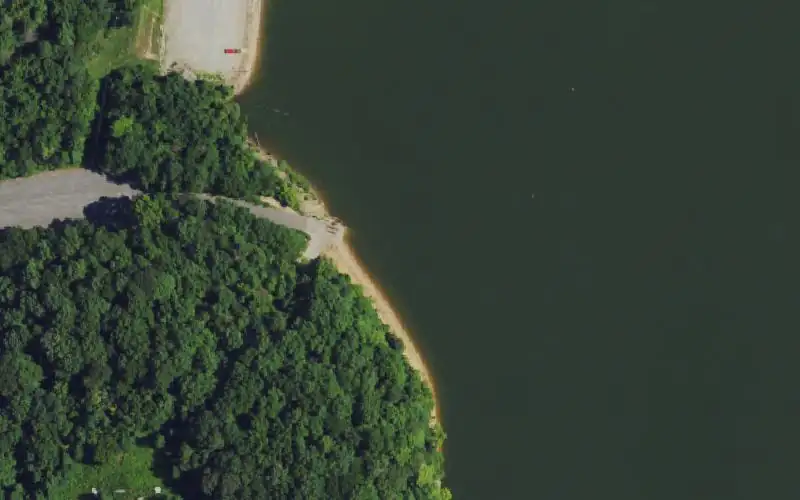 Aerial photo of the area around Walnut Creek Ramp, Allen County