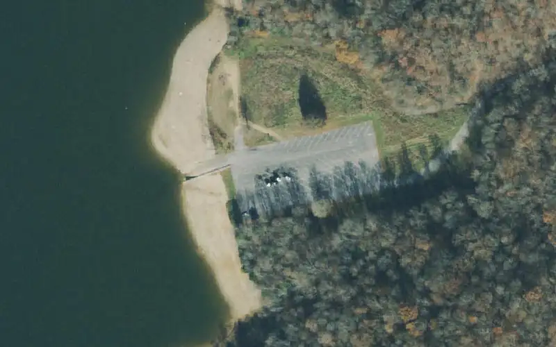 Aerial photo of the area around Ward's Chapel Boat Ramp, Coffee County