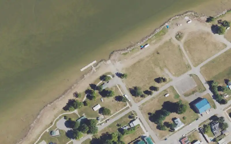 Aerial photo of the area around Warsaw City Ramp, Gallatin County