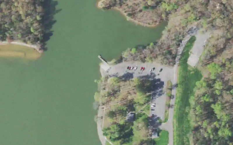 Aerial photo of the area around Watts Bar Dam, Meigs County