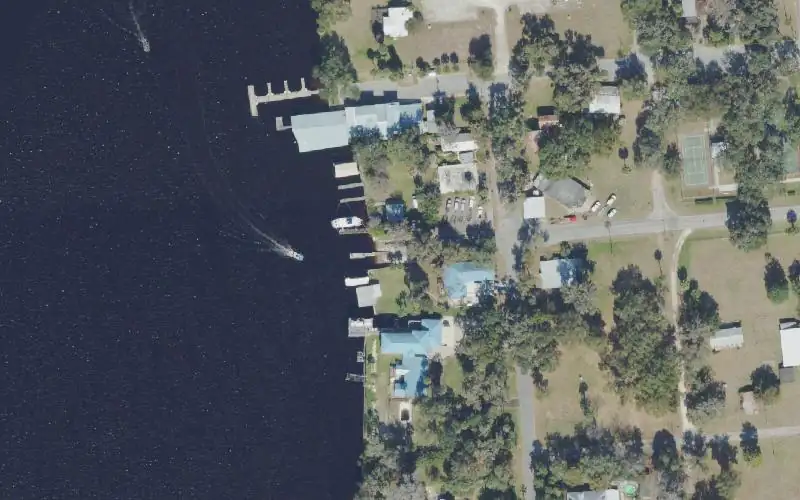 Aerial photo of the area around Welaka Public Boat Ramp, Putnam County