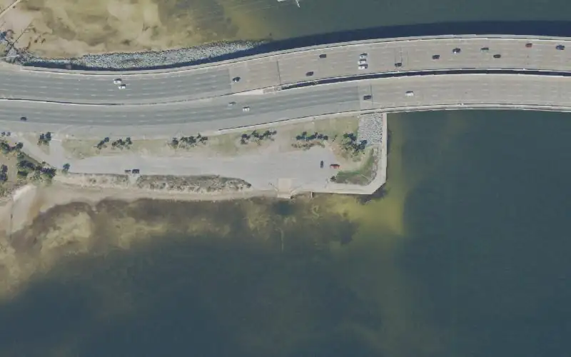 Aerial photo of the area around West Hathaway Bridge Wayside Park, Bay County