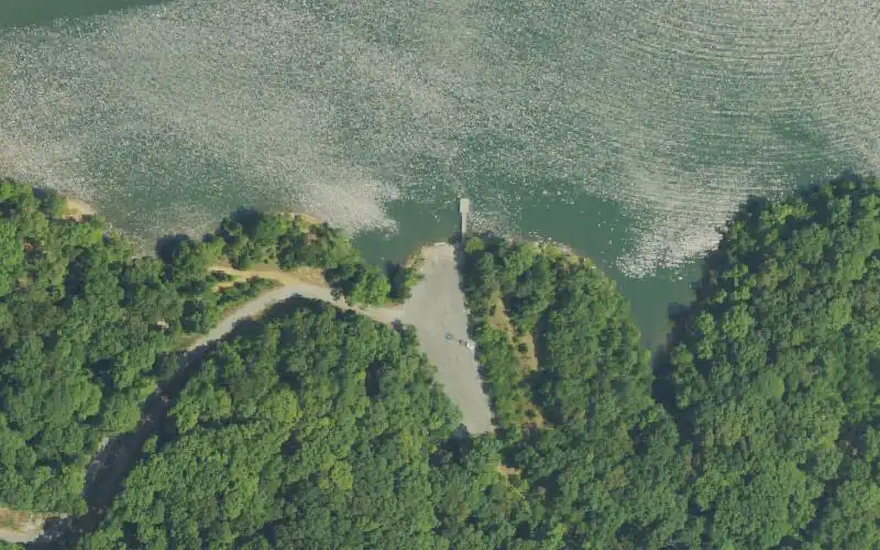 Aerial photo of the area around White Beach Ramp, Calloway County