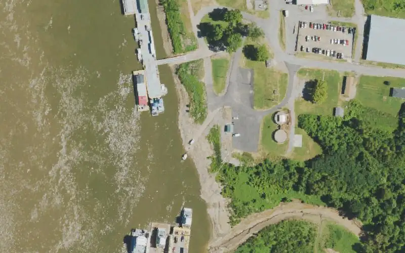 Aerial photo of the area around Wickliffe Water Front, Ballard County