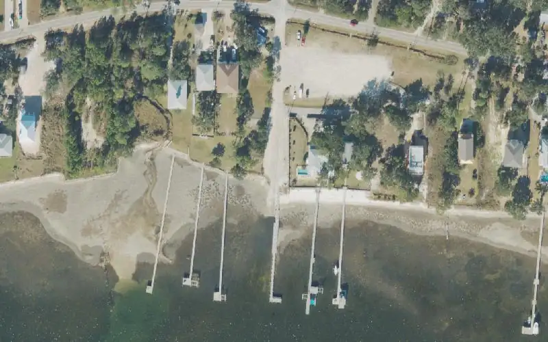 Aerial photo of the area around Woodlawn Beach Public Boat Ramp (Shallow Water), Santa Rosa County