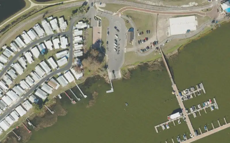 Aerial photo of the area around Wooton Park West Boat Ramp, Lake County
