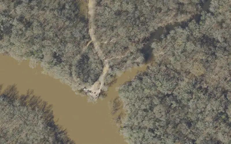 Aerial photo of the area around Wrights Creek Small Boat Ramp, Holmes County