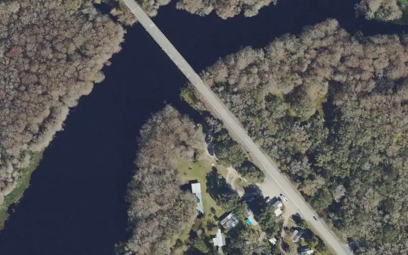 Aerial photo of the area around Wynnhaven Riverside RV Park, Sumter County